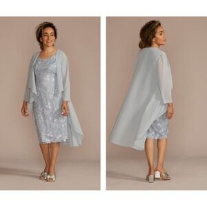 David's Bridal Oleg Cassini Chiffon Jacket Formal Occasion Size XL